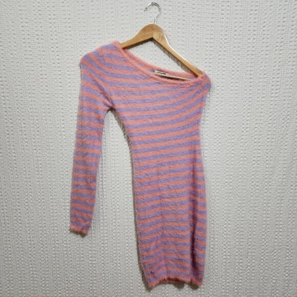 Fashion Nova Bel Air Babe Bodycon Dress Pink/Lavender Stripe Size Small - Picture 2 of 10